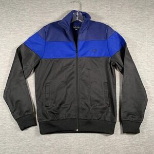 Fred Perry Track Jacket Mens Small Black Blue Colorblock Full Zip Logo J7503